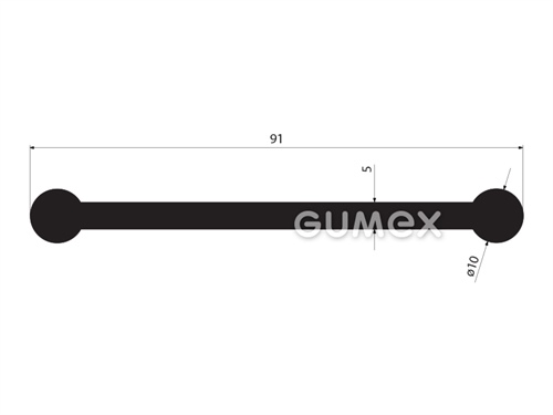 "I" Gummiprofil, 91x10/5mm, Länge 1750mm, 60°ShA, EPDM, -40°C/+100°C, schwarz, 